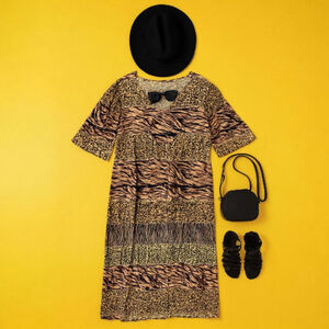 Vintage 80s 90s Animal Print Cheetah Leopard Tiger Zebra Housedress Plus Size